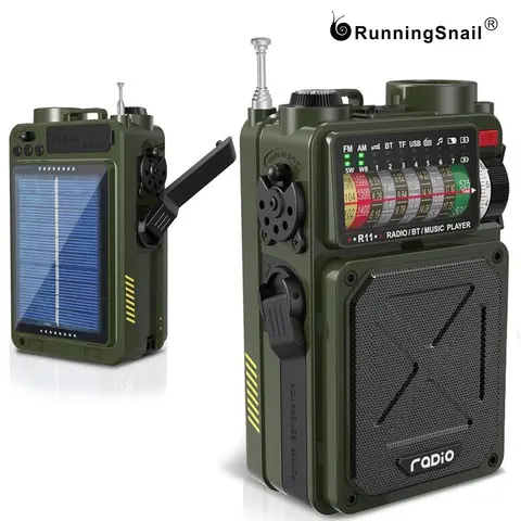 4000mAh NOAA Weather Emergency Radio, AM/FM/WB/SW, Bluetooth, Flashlight, SOS & Solar Power for Hurricane Preparedness & Outdoor Survival Springtok Audio Portable winter storm