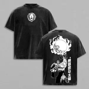 Escanor Seven Deadly Sins T-Shirt The One Form Cruel Sun Lion Crest Vintage Washed Oversized Anime Streetwear Heavy Cotton Dark Aesthetic Unisex Retro Graphic Tee Gift For Anime Fan