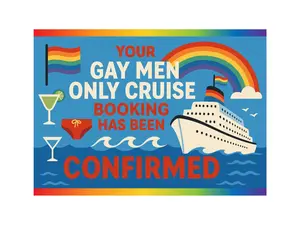 Funny Gay Cruise Prank Postcard – Anonymous Gag Gift – LGBTQ Humor Card for Him