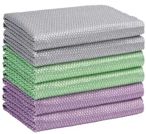 Microfiber Glass Cleaning Cloths 6PK - 16"x14" Lint Free for Glasses, Mirrors, Screens, Kitchen & More, Premium Microfiber Wipes