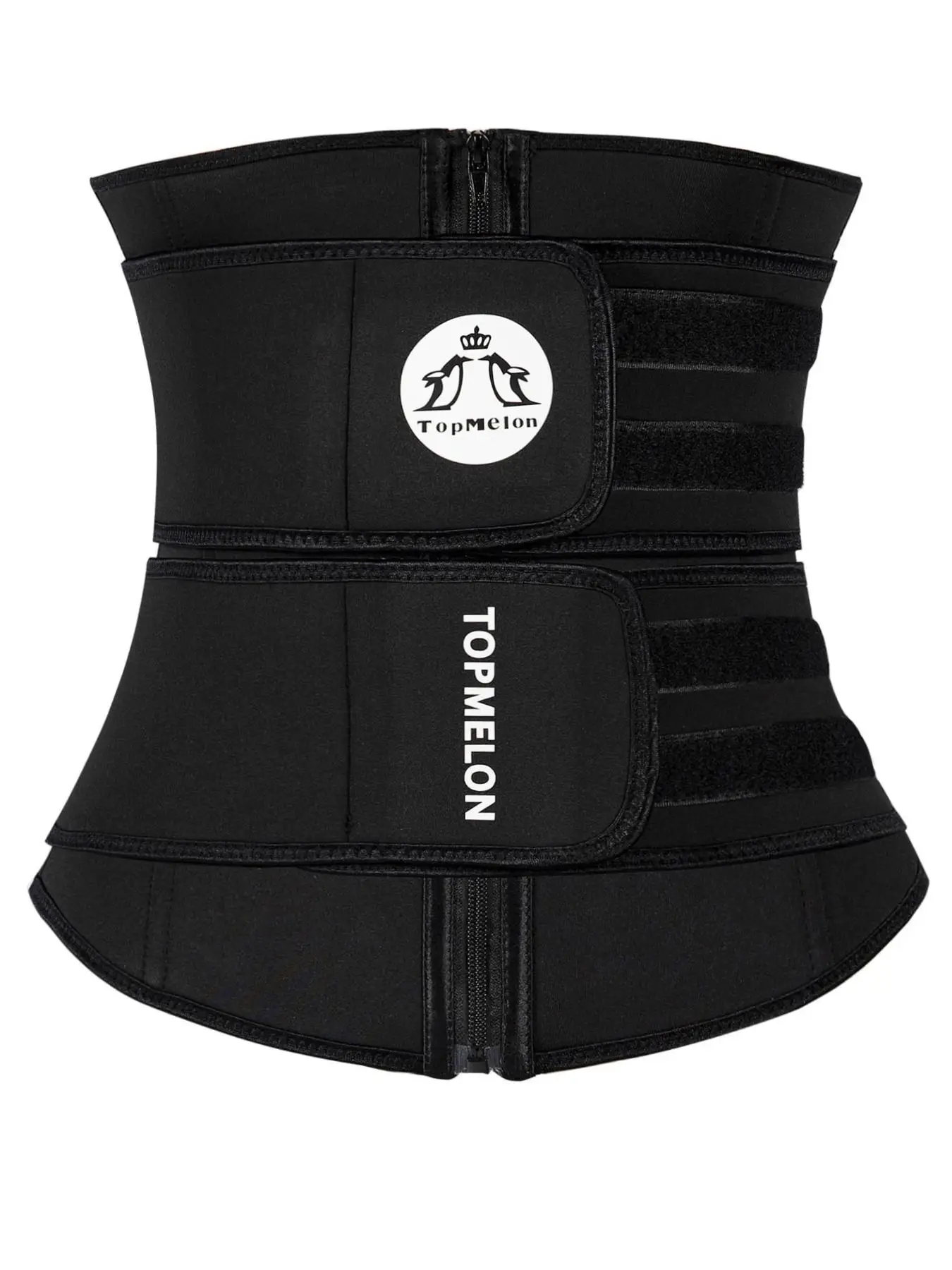 Plus Size Letter Print Zipper Velcro Waist Trainer, Tummy Control Waist Cincher, High Stretch Shaper for Women, Plus Size Women's Clothing, Birthday W