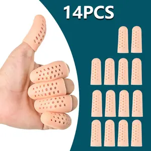 14-Piece Silicone Finger Bed Set with Ventilated Holes, Breathable Finger Covers, Protective Toe Caps, Prevents Wounds & Fingertip Cracks