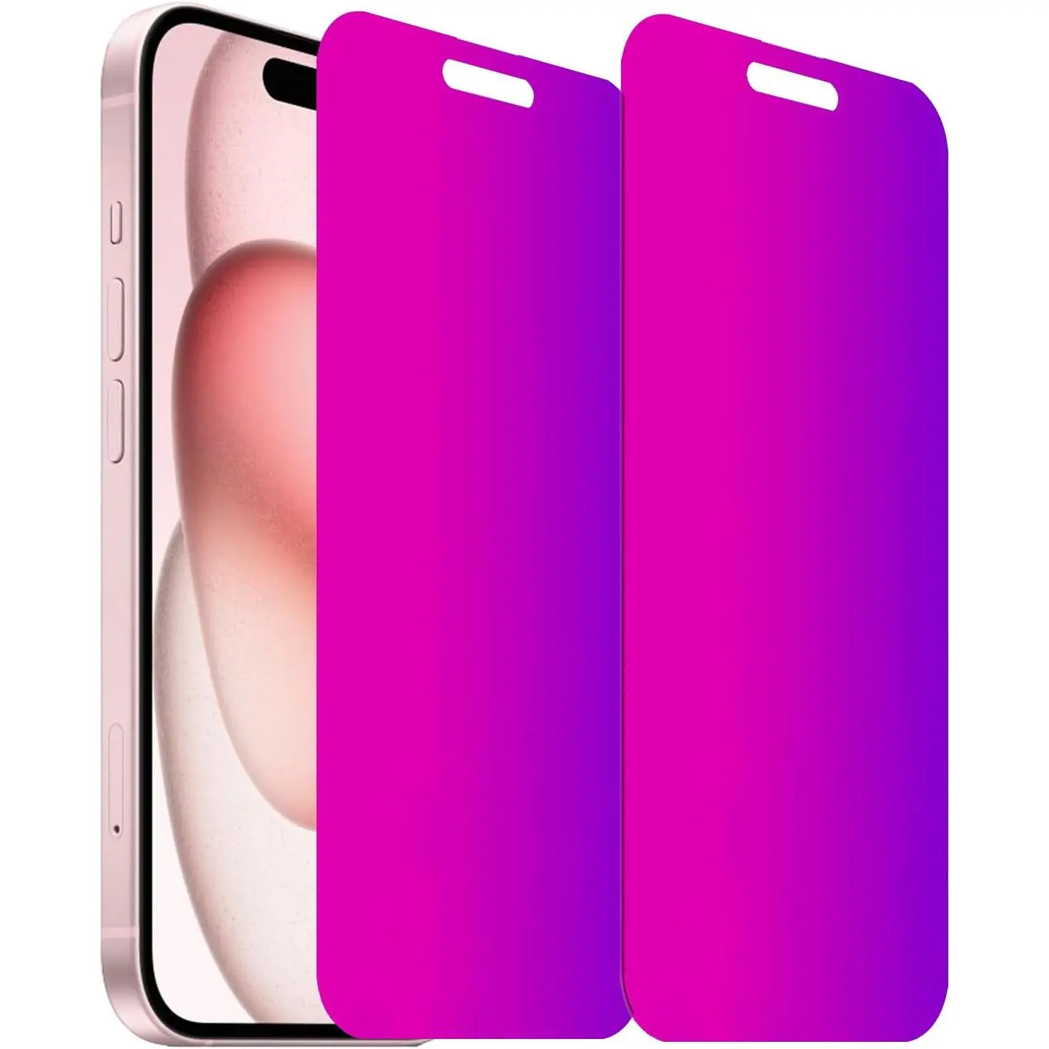 2-Pack Synthetic Anti-Blue Anti-Spy Tempered Glass Screen Protector Film, Electroplated Gradient Color, Eye Care & Scratch Resistant, Fits iPhone 15/16 (6.1in Smartphones), Mobile Phone Accessory with Manufacturer Warranty