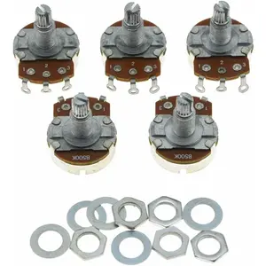 5 count Linear Guitar Pots Volume 500K Electric Guitar Large Pots 24mm Base with Long Split Shaft Guitar Potentiometer B500K