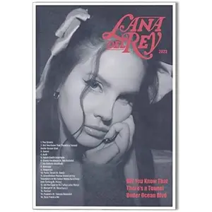 Lana Del Rey Music Posters for Room Aesthetic Music Album Cover Did You Know Theres A Tunnel Vinyl Canvas Wall Art Black White Prints Pop Retro Music Party Wall Painting 12x16in Unframed