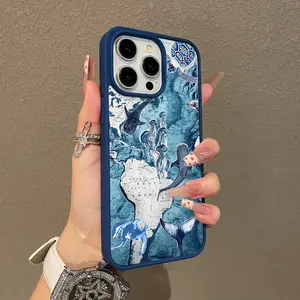 Adorable Magnetic Case for iPhone11/12/13/14/15/16/17/promax Ocean World Map MagSafe Compatible, Lightweight, Anti-Fall | Girly & Chic Style