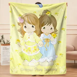 This Precious Moments  flannel blanket, a delicate all-season single product, can be laid and covered for practical convenience, enhancing home comfort, and is the most suitable gift for Thanksgiving.