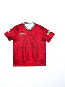 Guadalupe Virgin Soccer Jersey Mexican Religious Football Shirt, Unisex Guadalupe Virgin Team T-Shirt, Casual Fitted Short Sleeve Sports Top