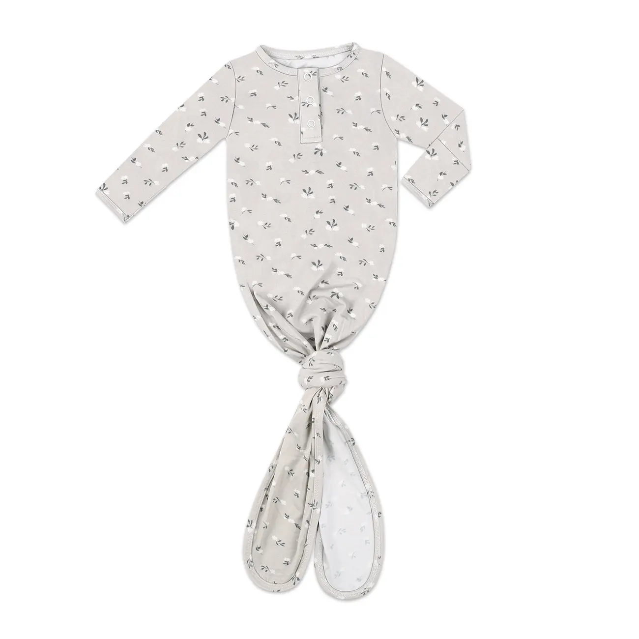 Ultra-Soft Bamboo Knotted Baby Gown – Fun Designs, Adjustable for 0-3 Months, Premium Comfort & Breathable Fabric – Perfect Newborn Gift for Boys & Girls (Tan Floral)