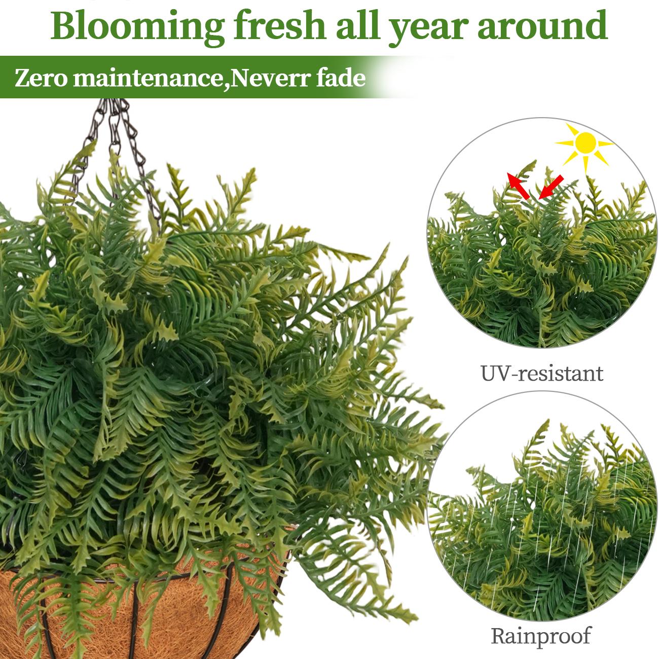 2PCS Fern Hanging Baskets - No Assembly Required, Ready-to-Use Fake Flowers for Outdoor, Lush Full Hanging Plants, UV-Resistant, Rainproof, Perfect Porch Patio Balcony Garden Decor 2PCS Fern Hanging Baskets - No Assembly Required, Ready-to-Use Fake Flowers for Outdoor, Lush Full Hanging Plants, UV-Resistant, Rainproof, Perfect Porch Patio Balcony Garden Decor