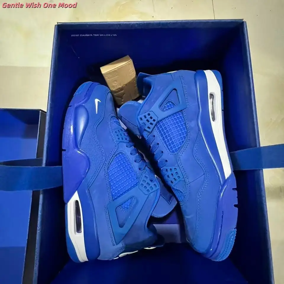 Brand New Original Box Unisex Full Royal Blue Suede Mid Top Retro Basketball Sneakers Non Slip Street Fashion Casual Athletic Shoes
