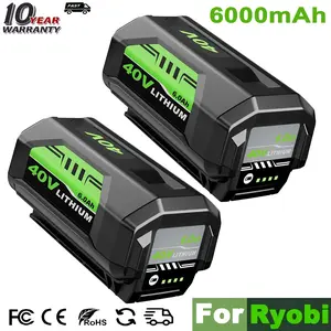 2/1 Pack OP4040 6.0Ah Lithium Battery Replacement for Ryobi 40V Battery OP4026 OP40601 OP4050 Compatible with Ryobi 40V Cordless Power Tools