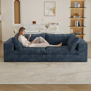 78.8" Modular Sofa Cloud Loveseat Couch, Corduroy Boneless Couch with Foam & Removable Cushion, Modern Lounge Sofa in a Box, No Assembly Required, Upholstered Sofa for Living Room