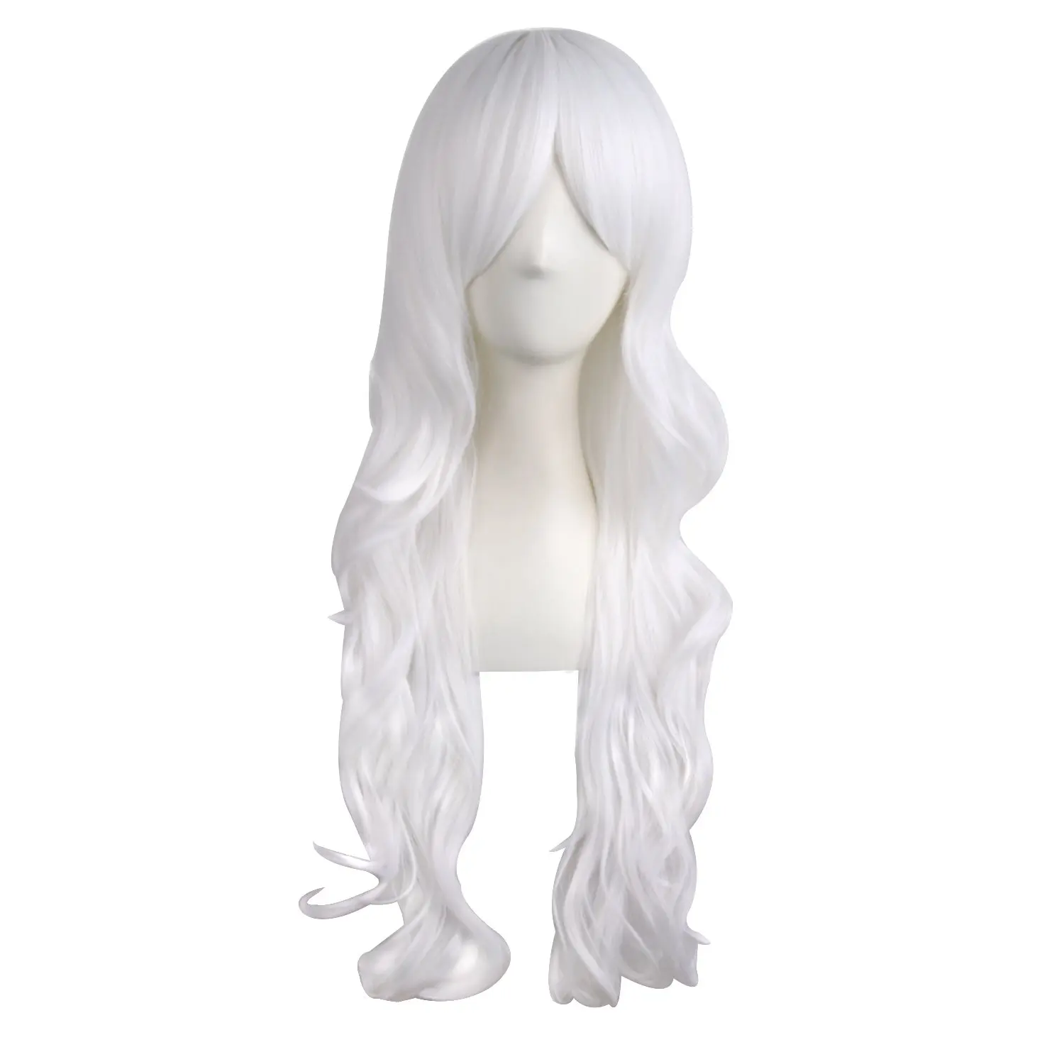 28"/70cm Charming Women's Long Curly Full Hair Wig (White)