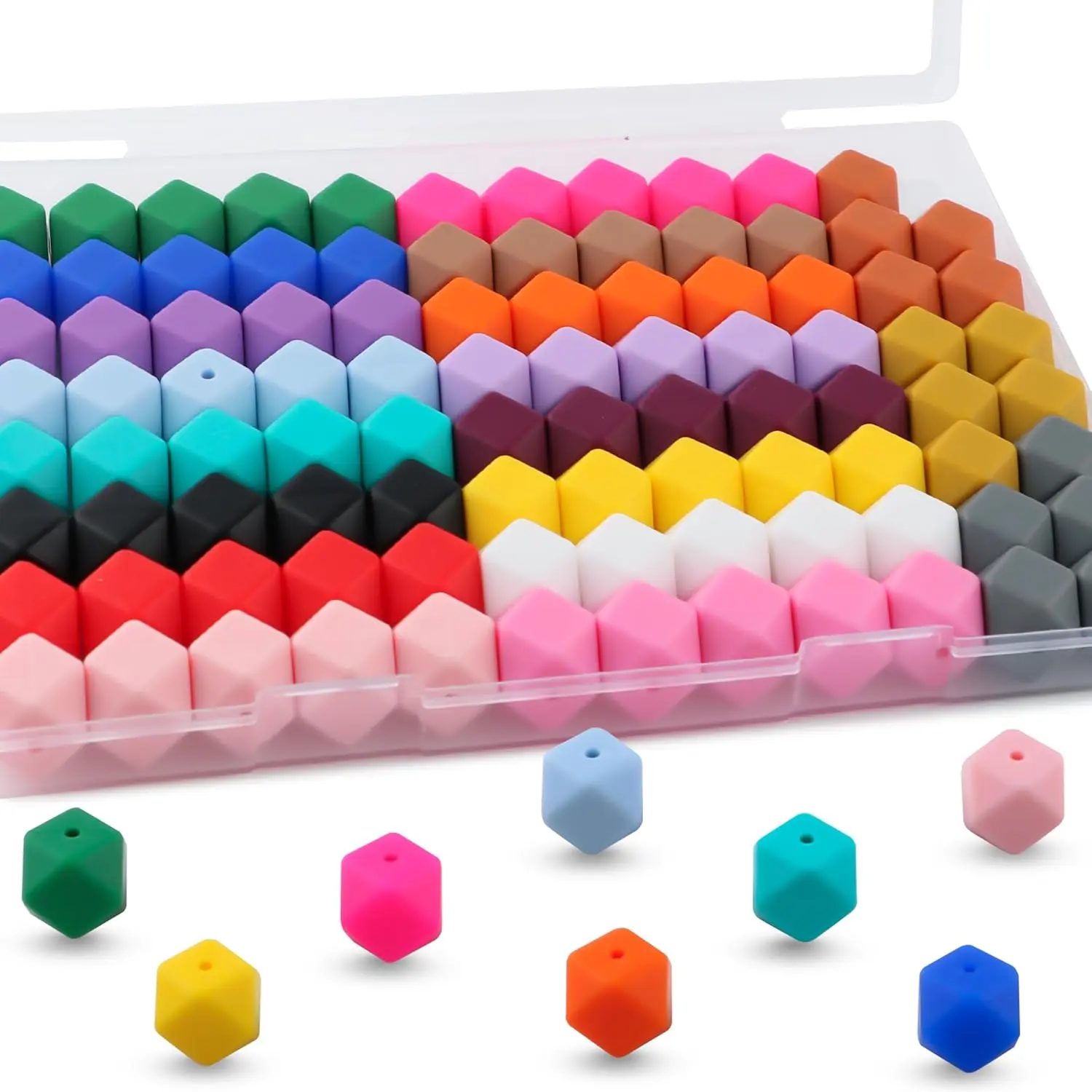 95 count 14mm Hexagon  Beads for  Making Mix Color Bulk Polygon  Beads for Pens and Bracelet Crafts(Multicolor)