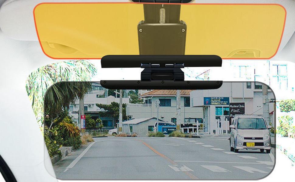2 in 1 Universal Anti Glare Visor for Car, HD Car Visor Extender Sun Blocker  Day and Night Adjustable Angle Anti Dazzle and UV for Most Cars, SUV, Pickup Truck, MPV