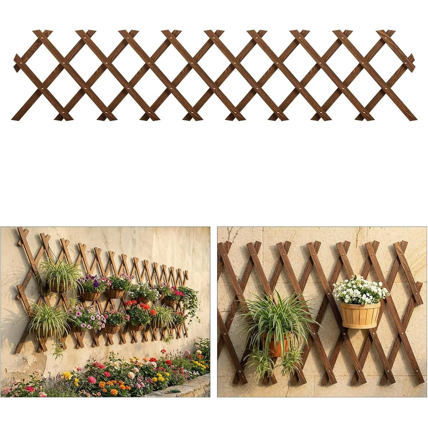 Expandable Garden Trellis, 13.1" x 67" Trellis for Climbing  Outdoor, Wooden Lattice Fence Wall Panel Lattice Panels for Outside, for Climbing  Vine Ivy Rose Cucumbers Clematis(1PC)