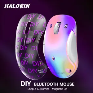 halokin 2.4G LED Wireless Gaming &DIY Office Mouse for Women, Rechargeable Ergonomic Design with Detachable Cover, 1200 DPI Portable Optical Mouse with USB Receiver for Laptop, PC, Desktop and MacBook, 5 Buttons.