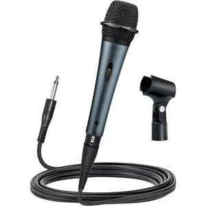E dur-916S Gray XLR Wired Vocal Microphone for Singing - Dynamic Supercardioid Mic with  Shock Mount System for Karaoke & Public Speaking, Includes Mic Clip, 14.8ft XLR  & /Off