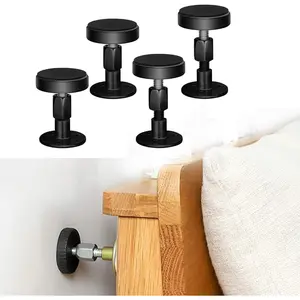 Adjustable Threaded Bed Frame Anti-Shake Tool, Headboard Stoppers, Bedside Anti Shake Tool for Beds Cabinets Sofas, 4PCs, 30-68mm (Black)