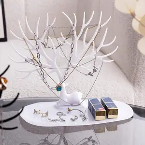 Antler Jewelry Display Stand Desktop Organizer, Bracelet Earring Studs Holder, Abs Material, Storage Rack for Accessories Display Riser