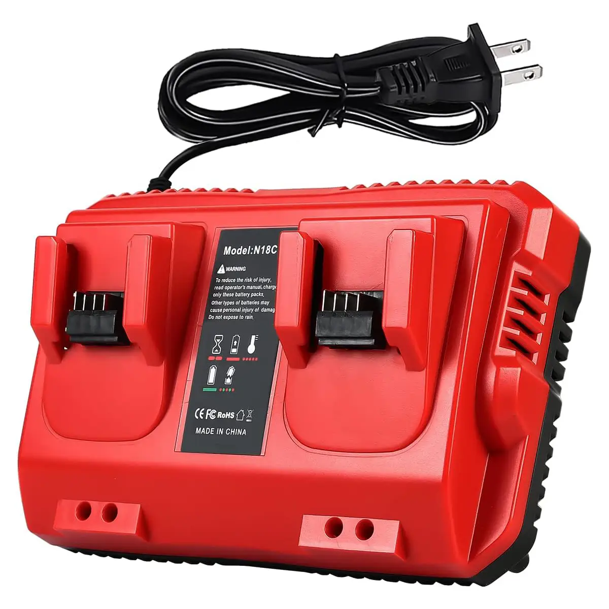 Bslite--Dual Bay Rapid Charger Replacement for Milwaukee M18 Battery Charger, Compatible with Milwaukee 18V Battery