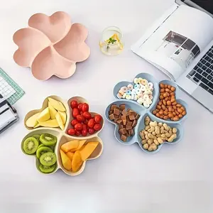Heart-Shaped Food-Grade Plastic Divided Plates, Random Colors, Multi-Purpose Snack Dessert Fruit Tray, Perfect for Parties Weddings Cafes