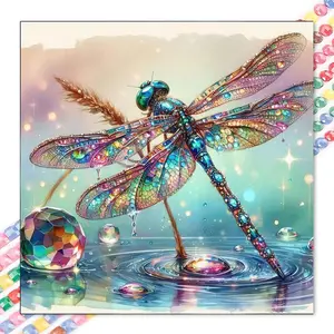 1 set of DIY diamond painting kit, 5D diamond art set, DIY decoration colorful dragonfly diamond painting kit full round drills, mosaic, diamond art, DIY art home decoration, suitable for Christmas ...
