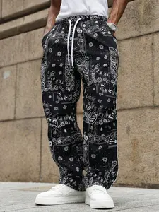 Men's Leopard Print Work Pants, Casual Comfortable Fashion Outdoor Sports Long Pants, Elastic Waist, Natural Waist, Spring & Fall