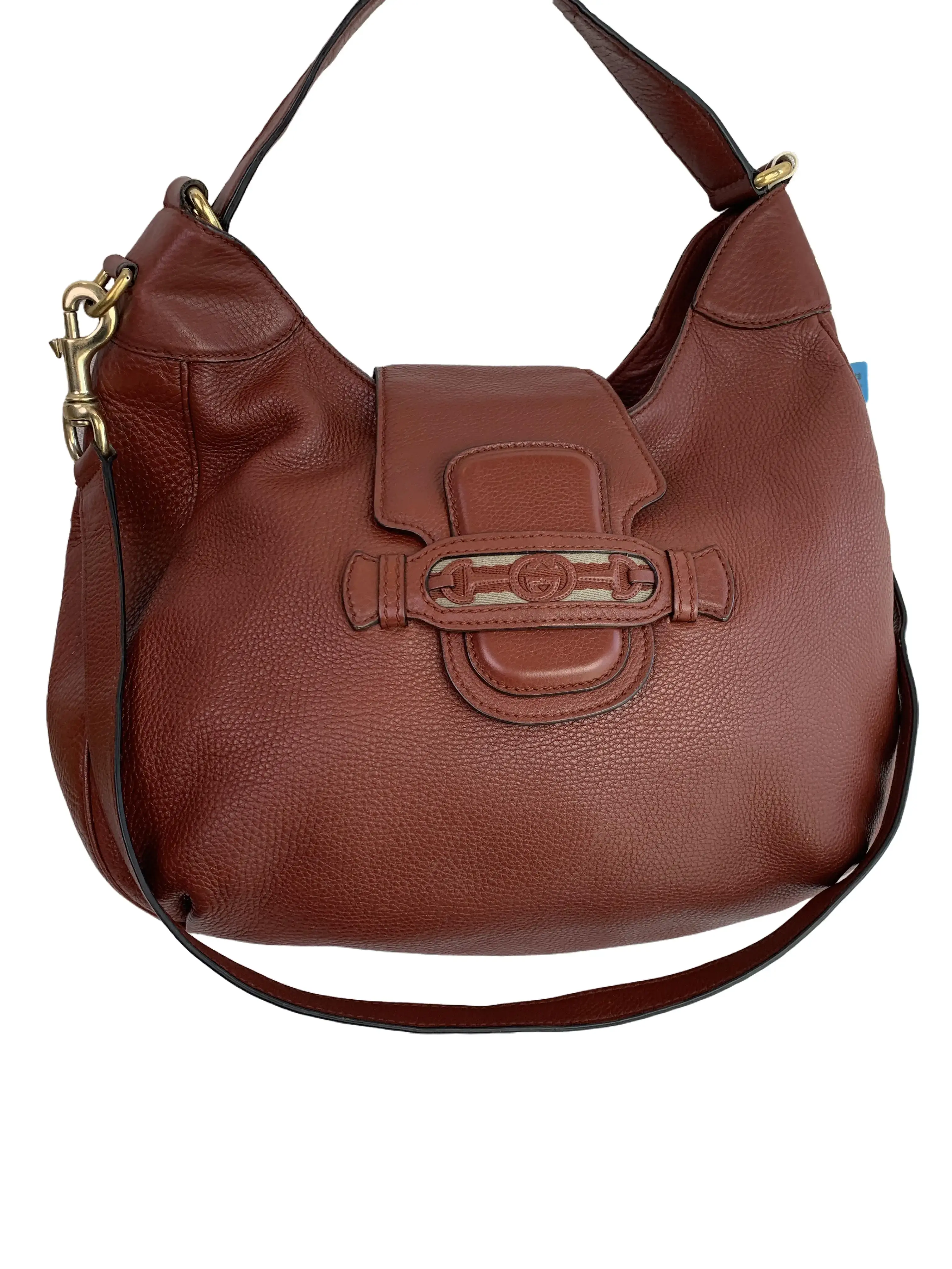 Pre-owned GUCCI Brown Full‑Leather Horsebit Hobo Shoulder Bag/WJ08105060/5060