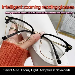 Intelligent Zoom Auto-Adjusting Photochromic Reading Glasses-Anti-Blue Light UV Safe for Near & Far Vision Comfortable for Work Travel Everyday Use