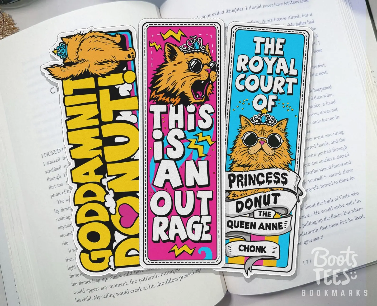 [High Quality Tassel-Included] Dungeon Crawler Carl Wooden Bookmark Set, Collectible Custom Printed Die-Cut Bookmarks, Princess Donut Quotes Art, DCC Merch, LitRPG Fan Office Stationery Page Marker Gift, Collectible Bookmarks