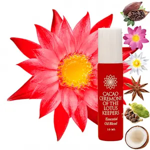 Metamorflotus Cacao Ceremony of the Lotus Keepers Essential Oil Blend 10ml Organic Botanical with Quartz Crystal Rollerball for Peaceful Centeredness
