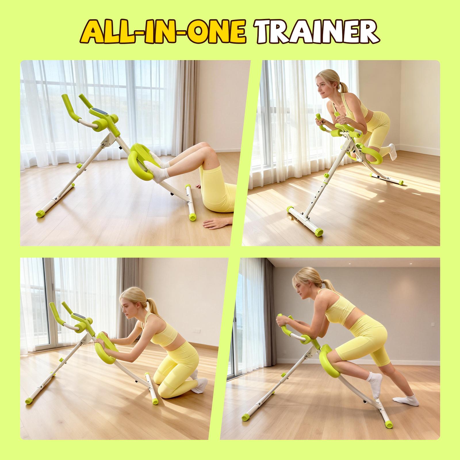 Adjustable Ab Workout Machine with LCD Display, Foldable Core Trainer, 440 lbs Capacity Home Gym Equipment for Abs, Arms & Legs Training for Women