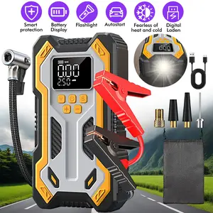 Car Battery Jump Starter with Air Compressor 150PSI Portable Charger, Jump Box with Jumper Cables & LED Lights, Universal for All Gas 12L Diesel Cars Bikes Balls & More, Compact Emergency Car Jump Starter Power Pack
