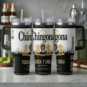 Chingona Beer Label Style Car Cup (40oz/30oz/20oz) Mexican Modelo Inspired Print Double Wall Insulated Stainless Steel Keeps Drinks Hot or Cold Perfect for Office Travel Outdoor Parties Birthday Gifts Daily Use