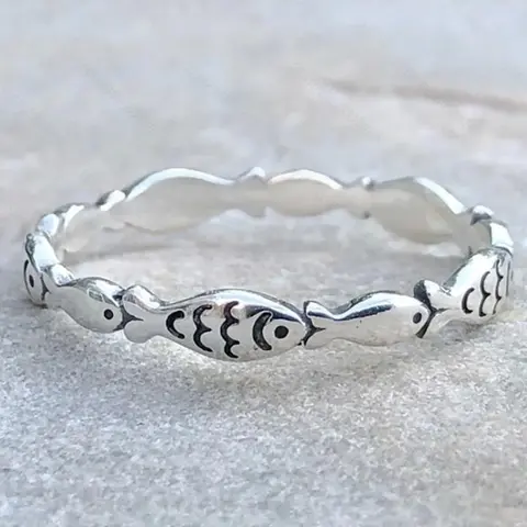 Vintage Fish Ring for Men and Women, Bohemian Fashion Ring, Boho Style Zinc Alloy Band, Unisex Daily Wear Jewelry, Vintage Rings, All-Season Accessory