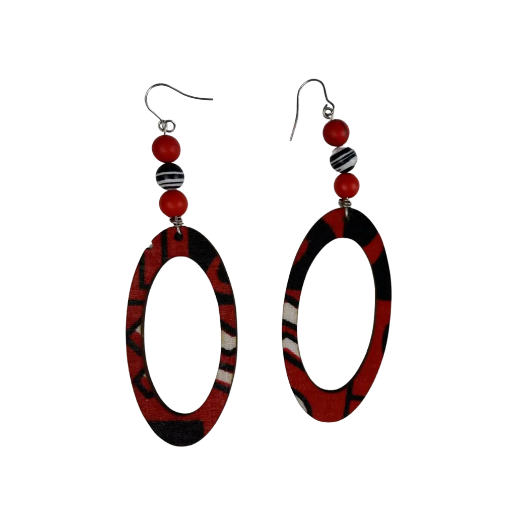 124 - Heritage Open Oval Ankara Earrings