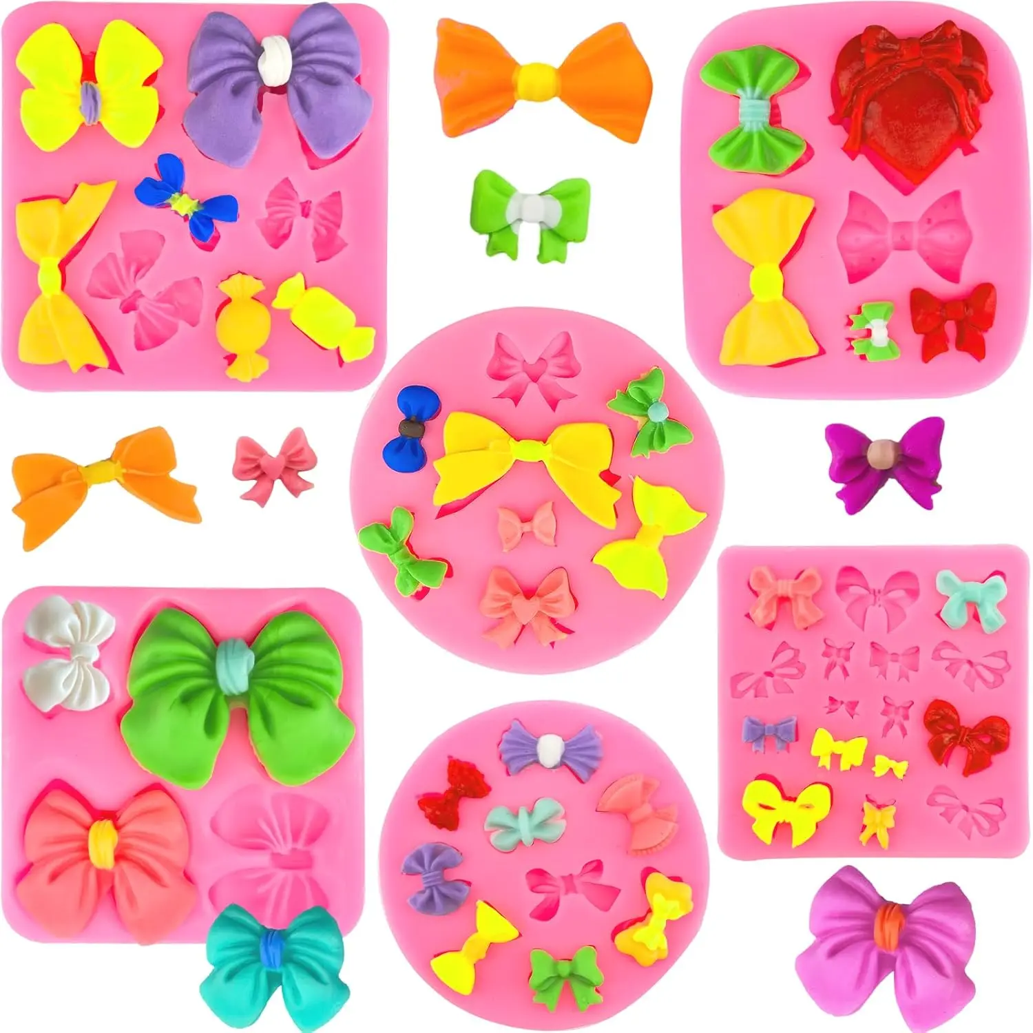 6 count Bow Molds for , Mini Bows  Fondant Molds Ribbon Shapes Candy  Mold Bowknot Sugar Cake Pop Butterfly Tie Craft Moulds for DIY Birthday  Shower Cake Decorating