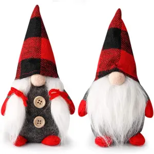 D-FantiX Mr and Mrs Christmas Gonks Plush Set of 2, Handmade Swedish Tomte Santa Scandinavian Figurine Nordic Plush Elf Doll Gnome Ornaments Gnomes Christmas Decorations Home Decor 7.5 Inch