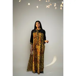 Leopard Print Tie-Neck Maxi Dress