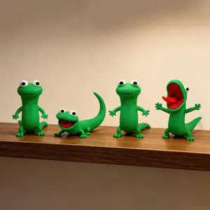 Cute Green Lizard 3D Printed Figure, Anime-Style Animal Ornament, Desktop Decor kids gift & Collectible Model for Reptile Lovers