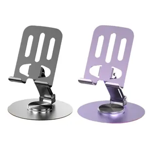 360° Rotating Metal Phone Tablet Holder - Foldable Expandable Adjustable Desk Stand, Portable for Travel & Daily Use