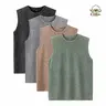 Men’s Plus-Size 4-Piece Classic Crew Neck Tshirt Set, Heavyweight Cotton, Stone-Washed Distressed Finish, Relaxed Drop-Shoulder, Reinforced Ribbed Trim, Retro Streetwear, Black+Gray+Green+Brown, Suitable for Fitness, American High-Street Basic