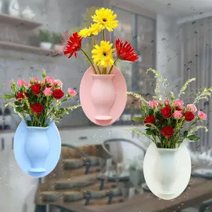 3PCs Silicone Sticky Hanging Vase, Reusable Wall-Mounted Flower Pot, Home Decor Decoration Vase for Home Supplies