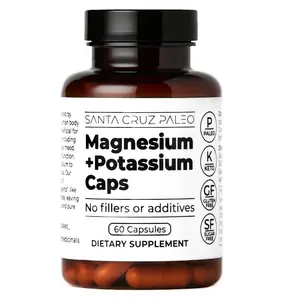 Santa Cruz Paleo Magnesium + Potassium Caps, Supplement for Men and Women, Paleo, Keto, Sugar & Gluten Free, Magnesium Glycinate 166mg and Potassium Citrate 38mg per Serving, American Made, 60 Caps
