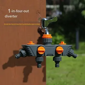 Four-Way Faucet Divert Valve, Universal Irrigation Valve for Garden, Patio, RV, Lawn Sprinkler System, Durable Water Control Device