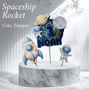 Spaceship Cake Topper, Rocketship cake topper, Unicorn cake decor