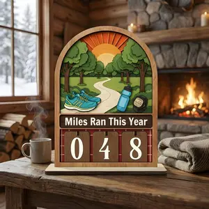 Custom Miles Run Tracker Sign, Running Log sign, Running Distance Counter Display, Runner Gift, Custom Runner Gift, Marathon Training Decor