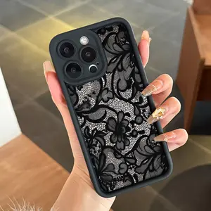 Lace Print Protective Phone Case Cover, Creative High Bamboo Tpu Soft Shell Design, Fits iPhone XR 11 12 13 14 15 Plus 16 Pro Max 17 Air Max Series